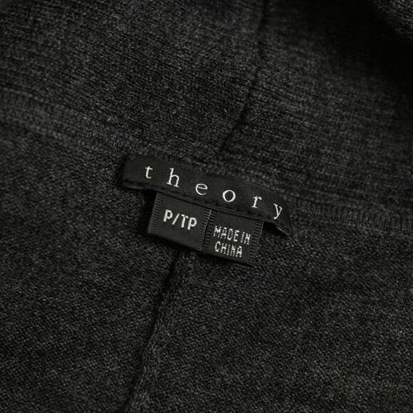 Theory Lorimar Noble Sweater Gray Wool Cardigan Open Front Womens P / 0 - 00 - Picture 7 of 7